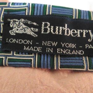 Burberry Blue & Green Striped Silk Tie
